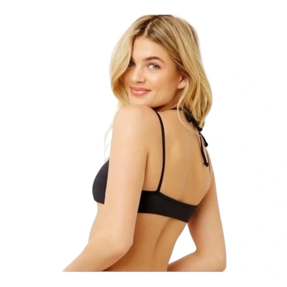 Frankies Bikinis Aleisha Eco Bikini Top in Black NWOT